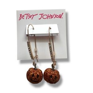 Betsey Johnson Glittery Orange Pumpkin Earrings